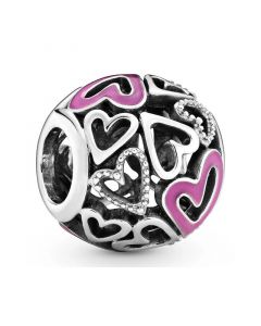 Pandora Charms,925 Sterling Silver Charms,Charms for Pandora Charm Bracelet,Charms for Bracelet,Pink Openwork Freehand Heart Charm