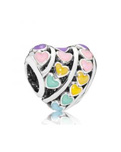 Rainbow Multi-coloured Hearts Charm,Charms for Bracelet,Charms for Pandora Charm Bracelet,Pandora Charms,925 Sterling Silver Charms