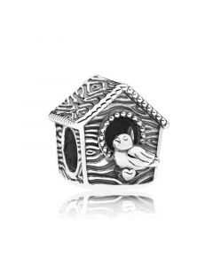 925 Sterling Silver Charms,Charms for Pandora Charm Bracelet,Charms for Bracelet,Spring Bird House Charm,Pandora Charms