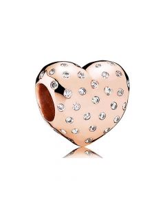 Pandora Charms,Charms for Pandora Charm Bracelet,925 Sterling Silver Charms,Rose Sparkling Heart Charm,Charms for Bracelet
