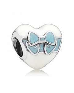 925 Sterling Silver Charms,Charms for Pandora Charm Bracelet,Charms for Bracelet,Blue Enamel Bow Heart Charm,Pandora Charms