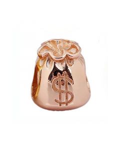 Rose Gold Plated Money Bag Charm,Charms for Bracelet,Charms for Pandora Charm Bracelet,Pandora Charms,925 Sterling Silver Charms