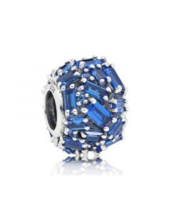 Chiselled Elegance Blue Crystal Charm,Charms for Pandora Charm Bracelet,Pandora Charms,Charms for Bracelet,925 Sterling Silver Charms