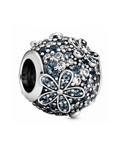 Charms for Pandora Charm Bracelet,925 Sterling Silver Charms,Charms for Bracelet,Teal Pavé Daisy Flower Charm,Pandora Charms