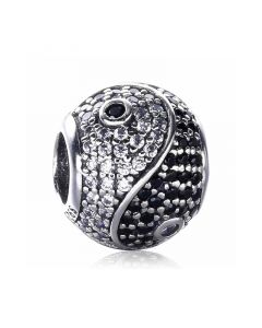 Yin Yang Pave CZ Charm,925 Sterling Silver Charms,Charms for Pandora Charm Bracelet,Charms for Bracelet,Pandora Charms