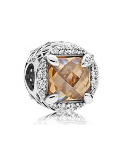 925 Sterling Silver Charms,Charms for Pandora Charm Bracelet,Radiant Grains Charm with Golden Cubic Zirconia,Pandora Charms
