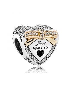 Just Married Wedding Heart Charm,Charms for Bracelet,925 Sterling Silver Charms,Pandora Charms,Charms for Pandora Charm Bracelet