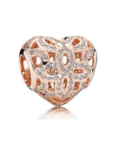 925 Sterling Silver Charms,Charms for Pandora Charm Bracelet,Rose Love and Appreciation with Clear CZ Charm,Pandora Charms