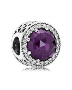 Radiant Hearts Royal Purple Crystal CZ Button Charm,Pandora Charms,925 Sterling Silver Charms,Charms for Pandora Charm Bracelet