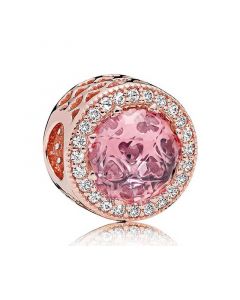 925 Sterling Silver Charms,Pandora Charms,Charms for Bracelet,Charms for Pandora Charm Bracelet,Rose Radiant Hearts Sea Pink Crystals CZ