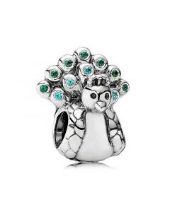 Pandora Charms,Charms for Bracelet,925 Sterling Silver Charms,Peacock Charm with Green Cubic Zirconia,Charms for Pandora Charm Bracelet