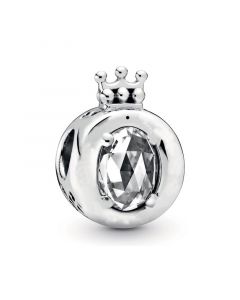 925 Sterling Silver Charms,Charms for Bracelet,Charms for Pandora Charm Bracelet,Clear Sparkling Crown O Charm,Pandora Charms