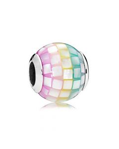 Pandora Charms,Charms for Pandora Charm Bracelet,925 Sterling Silver Charms,Rainbow Mosaic Blue Ripples Pearlescent Charm