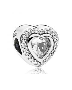 925 Sterling Silver Charms,Pandora Charms,Charms for Pandora Charm Bracelet,Clear CZ Love Heart Valentines Girlfriend Charm