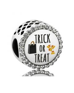 Pandora Charms,Trick or Treat Engraved Halloween Charm,925 Sterling Silver Charms,Charms for Bracelet,Charms for Pandora Charm Bracelet