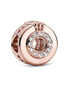 Rose Open Center Pave Crown O Clear CZ,Charms for Pandora Charm Bracelet,Charms for Bracelet,Pandora Charms,925 Sterling Silver Charms