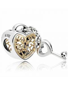 Charms for Pandora Charm Bracelet,Pandora Charms,Lock of Heart Openwork with Clear CZ Charm,Charms for Bracelet,925 Sterling Silver Charms