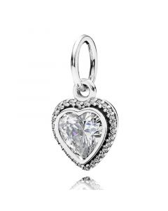 Love Heart Clear CZ Pendant Charm,Pandora Charms,925 Sterling Silver Charms,Charms for Bracelet,Charms for Pandora Charm Bracelet