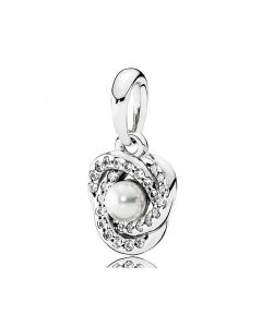 Pandora Charms,Luminous Love Knot Pendant, White Crystal Pearl & Clear Cubic Zirconia,Charms for Pandora Charm Bracelet