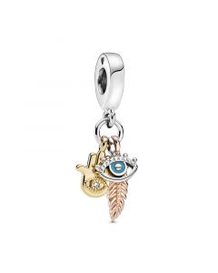 Hamsa All-seeing Eye & Feather Spirituality Dangle Charm,925 Sterling Silver Charms,Pandora Charms,Charms for Pandora Charm Bracelet
