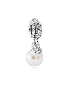 Charms for Pandora Charm Bracelet,925 Sterling Silver Charms,Freshwater Pearl Dangle Charm with CZ,Pandora Charms,Charms for Bracelet