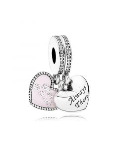 Charms for Pandora Charm Bracelet,Charms for Bracelet,Best Friends Pink Enamel Clear CZ Dangle,Pandora Charms,925 Sterling Silver Charms