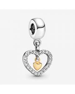 Charms for Bracelet,Sparkling Double Heart Dangle Charm,Pandora Charms,925 Sterling Silver Charms,Charms for Pandora Charm Bracelet