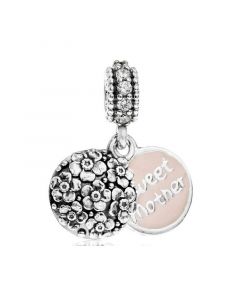 Pandora Charms,925 Sterling Silver Charms,Sweet Mother Flower Dangle Charm with Cubic Zirconia,Charms for Pandora Charm Bracelet