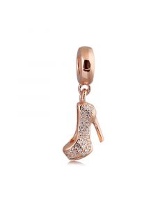 Rose Gold Sparkling Stiletto with Clear CZ Dangle Charm,925 Sterling Silver Charms,Charms for Pandora Charm Bracelet,Pandora Charms