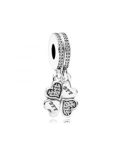 Best Friends Forever Clover 2 Part Dangle Charm,Charms for Pandora Charm Bracelet,925 Sterling Silver Charms,Pandora Charms