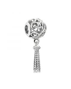 Pandora Charms,925 Sterling Silver Charms,Charms for Bracelet,Charms for Pandora Charm Bracelet,Enchanted Heart Tassel Charm