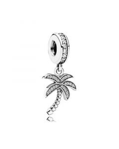 Sparkling Palm Tree with Clear CZ Dangle Charm,Charms for Pandora Charm Bracelet,925 Sterling Silver Charms,Pandora Charms
