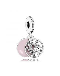 Pandora Charms,925 Sterling Silver Charms,Charms for Pandora Charm Bracelet,Springtime Dangle Charm, Soft Pink Enamel & Clear CZ