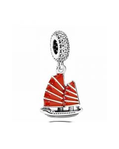 Charms for Bracelet,Pandora Charms,925 Sterling Silver Charms,Red Enamel Sailboat Pendant Charm,Charms for Pandora Charm Bracelet