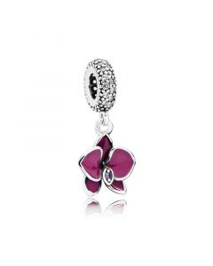 Charms for Pandora Charm Bracelet,Charms for Bracelet,Pandora Charms,925 Sterling Silver Charms,Purple Orchid Flower Pendant Charm
