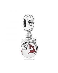 925 Sterling Silver Charms,Christmas Ornament Dangle with Translucent Classic Red Enamel,Charms for Pandora Charm Bracelet,Pandora Charms