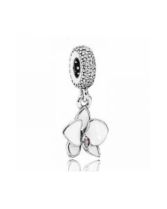 925 Sterling Silver Charms,White Orchid Dangle Charm,Charms for Pandora Charm Bracelet,Charms for Bracelet,Pandora Charms