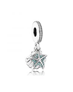 925 Sterling Silver Charms,Pandora Charms,Charms for Pandora Charm Bracelet,Charms for Bracelet,Tropical Starfish Sea Shell CZ Dangle Charm
