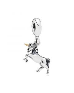 Unicorn Silver and Gold Hanging Charm,Charms for Bracelet,925 Sterling Silver Charms,Pandora Charms,Charms for Pandora Charm Bracelet