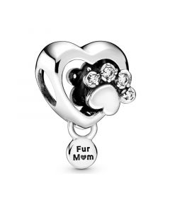 925 Sterling Silver Charms,Charms for Pandora Charm Bracelet,Pandora Charms,Sparkling Paw Print & Heart Charm,Charms for Bracelet