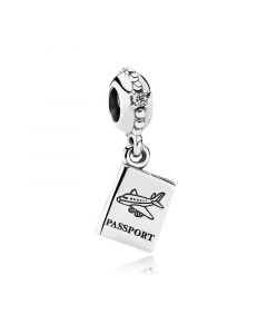 925 Sterling Silver Charms,Pandora Charms,Adventure Awaits Passport Clear CZ Dangle Charm,Charms for Pandora Charm Bracelet