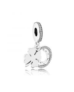 Lucky Day with Clear CZ Dangle,Charms for Pandora Charm Bracelet,Charms for Bracelet,925 Sterling Silver Charms,Pandora Charms