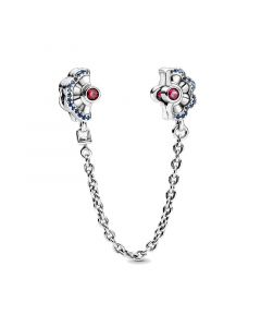 Charms for Pandora Charm Bracelet,Charms for Bracelet,Pandora Charms,Blue & Pink Fan Safety Chain Clip,925 Sterling Silver Charms