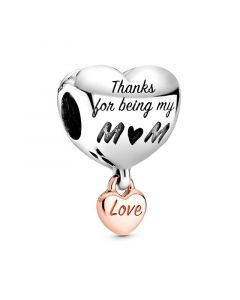 Charms for Pandora Charm Bracelet,925 Sterling Silver Charms,Rose Love You Mom Heart Charm,Charms for Bracelet,Pandora Charms
