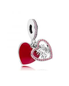 Pandora Charms,Charms for Bracelet,Double Happiness Heart Hanging Charm,925 Sterling Silver Charms,Charms for Pandora Charm Bracelet