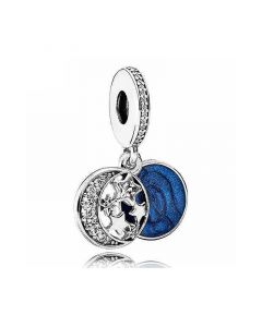 Pandora Charms,Vintage Night Sky Shimmering Midnight Blue Enamel CZ Dangle,Charms for Pandora Charm Bracelet,925 Sterling Silver Charms