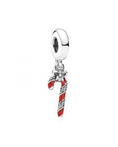 Candy Cane Berry Red Enamel CZ Dangle Charm,Charms for Pandora Charm Bracelet,Charms for Bracelet,925 Sterling Silver Charms,Pandora Charms