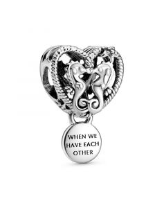 Charms for Bracelet,Charms for Pandora Charm Bracelet,925 Sterling Silver Charms,Pandora Charms,Openwork Seahorses Heart Charm