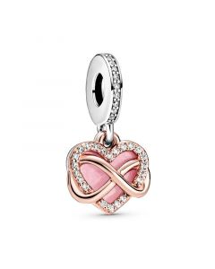 Charms for Bracelet,Rose Sparkling Infinity Heart Dangle Charm,925 Sterling Silver Charms,Charms for Pandora Charm Bracelet,Pandora Charms