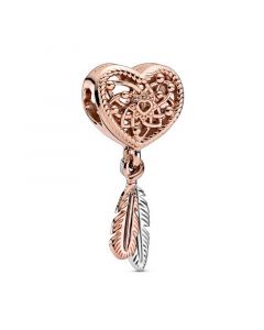 925 Sterling Silver Charms,Rose Moments Openwork Heart Feathers Dreamcatcher Charm,Charms for Pandora Charm Bracelet,Pandora Charms